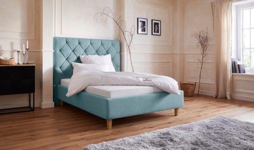 Guido Maria Kretschmer Home&Living Polsterbett »Sunley 140«, Kreuzsteppung im Kopfteil, Kopfteilhöhe 142cm, wahlweise ohne oder mit Matratze/Lattenrost - 3 Matratzenarten