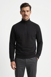 BOSS GREEN Sweatshirt, Troyer-Form, Regular Fit, Baumwollmischung