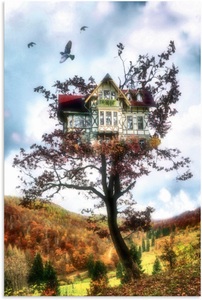 Artland, Artland Wandbild »Das Baumhaus«, Landschaften, (1 St.), in vielen Grössen & Produktarten - Alubild / Outdoorbild für den Aussenbereich, Leinwandbild, Poster, Wandaufkleber / Wandtattoo auch für Badezimmer geeignet, Artland Wandbild »Das Baumhaus«, Landschaften, (1 St.), als Alubild, Leinwandbild, Wandaufkleber oder Poster in versch. Grössen