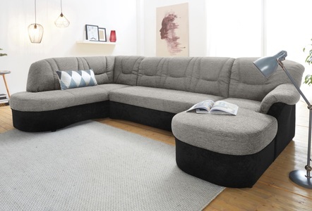 DOMO collection, DOMO collection Wohnlandschaft, DOMO collection Wohnlandschaft »Sarafina, zeitlos und komfortabel, optional mit Federkern, U-Form« wahlweise mit Bettfunktion