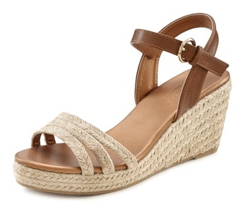 Lascana, LASCANA Sandalette, mit Keilabsatz in Bast-Optik, LASCANA Sandalette »Sommerschuh«, Sandale, Sommerschuh mit Keilabsatz in Bast-Optik VEGAN