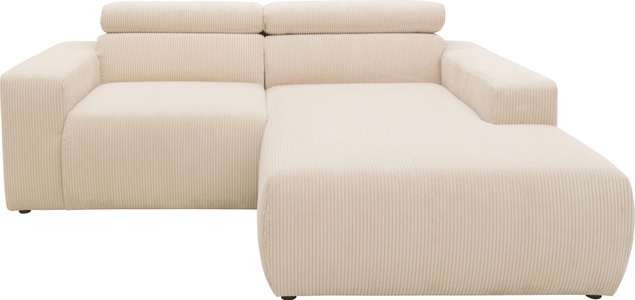 DOMO collection, DOMO collection Ecksofa »Brandon kleine Ausführung B/T/H: 214/100/80 cm«, Mit Kopfteilverstellung, auch in Leder und Cord, DOMO collection Ecksofa »Brandon, inkl. Kopfteilverstellung, B/T/H: 214/100/80 cm, L-Form« Cord, creme
