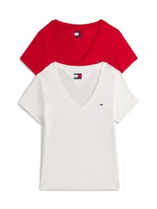 Tommy Jeans T-Shirt »TJW 2PACK V-NECK TEE«, (Packung, 2 tlg., 2-er Pack), mit Logostickerei