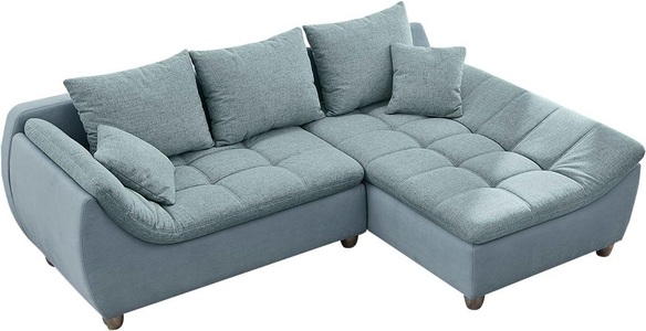 Places of Style Ecksofa, Ottomane links oder rechts montierbar, inklusive 3 loser Rücken- und 2 Zierkissen, frei im Raum stellbar