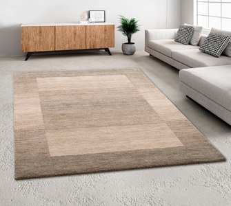 THEKO EXKLUSIV, Wollteppich, »Gabbeh Super«, Theko Exklusiv, rechteckig, Höhe 9 mm, handgewebt, THEKO Wollteppich »Gabbeh Super, Handweb Teppich, Bordüre, reine Wolle, handgewebt«, rechteckig, 9 mm Höhe, Schlafzimmer, Wohnzimmer, Esszimmer, auch als Läufer und Bettumrandung