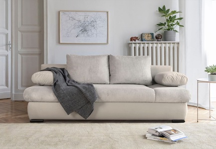 COLLECTION AB, COLLECTION AB Schlafsofa »30 Jahre Jubiläums-Modell Chicago«, mit Bettfunktion und Bettkasten, im Cord-Samt Mix, COLLECTION AB Schlafsofa »Chicago, B: 200 cm, Liegefl. 146x200 cm« mit Bettfunktion, Bettkasten & 2 Armlehnenkissen, Federkern