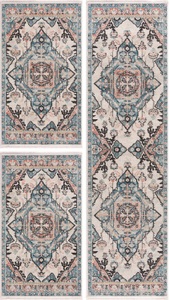 Carpet City, Carpet City Bettumrandung »Novel 8634«, (3 tlg.), mit Fransen, Wohnzimmer, Bettvorleger, Läufer-Set für das Schlafzimmer, Carpet City Bettumrandung »Novel 8634«, (3 tlg.), Bettvorleger, Used-Look, 3-teiliges Läuferset fürs Schlafzimmer