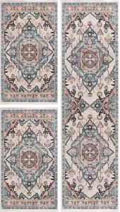 Carpet City, Carpet City Bettumrandung »Novel 8634«, (3 tlg.), mit Fransen, Wohnzimmer, Bettvorleger, Läufer-Set für das Schlafzimmer, Carpet City Bettumrandung »Novel 8634«, (3 tlg.), Bettvorleger, Used-Look, 3-teiliges Läuferset fürs Schlafzimmer