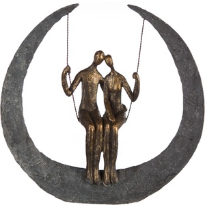 Casablanca by Gilde, Casablanca by Gilde Dekofigur »Skulptur Swing, bronzefarben/grau«, Dekoobjekt, Höhe 30, Pärchen auf Schaukel, mit Spruchanhänger, Wohnzimmer, Casablanca by Gilde Dekofigur »Skulptur Swing, bronzefarben/grau«, bronzefarben/grau, Polyresin