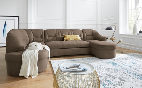 DOMO collection, DOMO collection Wohnlandschaft »Sarafina«, wahlweise mit Bettfunktion, optional mit Federkern, DOMO collection Wohnlandschaft »Sarafina, zeitlos und komfortabel, optional mit Federkern, U-Form« wahlweise mit Bettfunktion