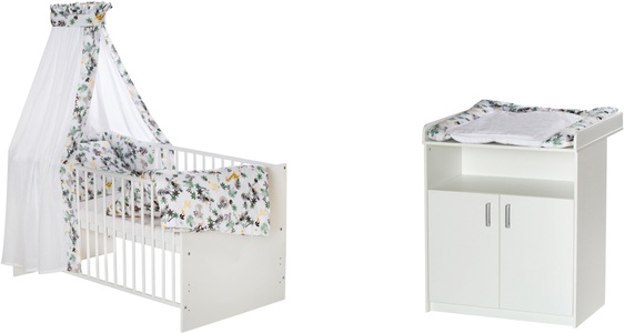 Schardt, Schardt Babymöbel-Set »Sienna White II«, (Spar-Set), mit Kinderbett mit textiler Ausstattung und Wickelkommode mit Wickelauflage, Made in Germany, Schardt Babymöbel-Set »Sienna White II«, (Spar-Set, 2 tlg., Kinderbett, Wickelkommode), Kinderbett mit textiler Ausstattung und Wickelkommode, Wickelauflage