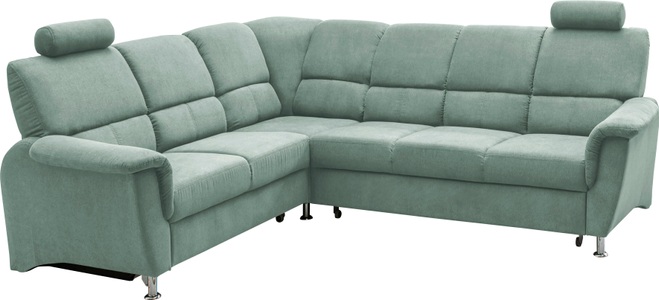 HOME AFFAIRE, Home affaire Ecksofa »Pisa«, mit Bettfunktion und Bettkasten, Home affaire Ecksofa »Pisa L-Form, mit Schlaffunktion, Stauraum, 2x höhenverstellbare«, Kopfstützen und Relaxfunktion im Eckelement