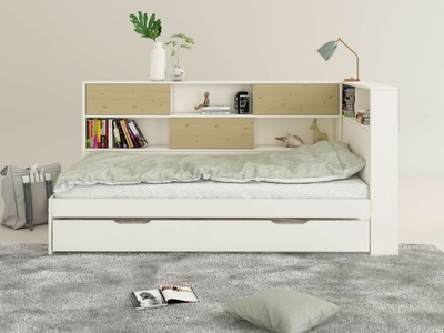 Home affaire Stauraumbett »Amance«, (Aussenmasse B/T/H: 110,2/220,1/106,9 cm), teilmassiv, FSC® zertifiziert, inklusive Lattenrost, viel Stauraum