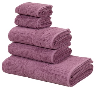 ANDAS, Handtuch Set, »Kimi«, andas (Set), my home Handtuch Set »Kimi, Duschtuch, Handtücher und Gästetücher«, Set, 5 tlg., Walkfrottee, 100% Baumwolle, einfarbig, weich, mit Bordüre, besondere Struktur