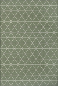 White Label, White Label - Teppich In-& Outdoor - 80 x 150 cm; - Grün Creme, my home Teppich »Layne«, rechteckig, 3 mm Höhe, Geometrisches Design, Strapazierfähig und pflegeleicht