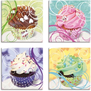 Artland, Artland Leinwandbild »Cupcakes«, Artland Leinwandbild »Cupcakes«, Süssspeisen, (4 St.), 4er Set, verschiedene Grössen
