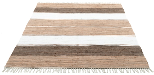 THEKO, THEKO Teppich »Stripe Cotton«, rechteckig, 5 mm Höhe, Flachgewebe, reine Baumwolle, handgewebt, mit Fransen, Wohnzimmer, THEKO Teppich »Stripe Cotton«, rechteckig, 5 mm Höhe, Flachgewebe, gestreift, reine Baumwolle, handgewebt, mit Fransen