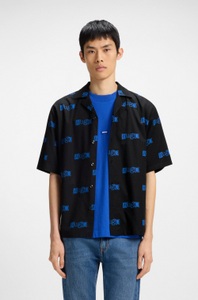 HUGO Blue Kurzarmhemd »Eligino«, mit Hugo-Logo-Print