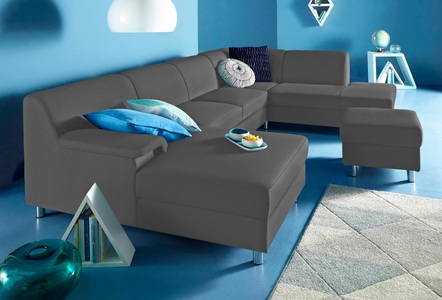 INOSIGN, INOSIGN Wohnlandschaft, wahlweise mit Bettfunktion, Home affaire Wohnlandschaft »Jamie, zeitloses Design, fester Sitzkomfort, viel Platz, U-Form« wahlweise mit Bettfunktion