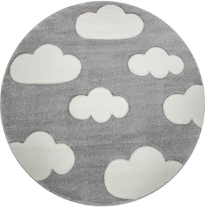 PACO HOME, Paco Home Kinderteppich »Cosmo 342«, rund, 18 mm Höhe, 3D-Design, niedliches Wolken Motiv, Pastell-Farben, Kinderzimmer, Paco Home Kinderteppich »Cosmo 342«, rund, 18 mm Höhe, 3D-Design, niedliches Wolken Motiv, Pastell-Farben, Kinderzimmer