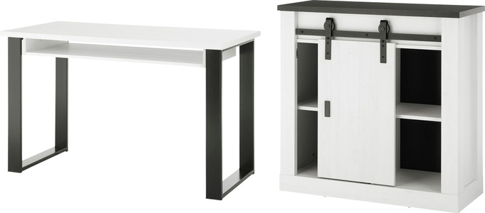 HOME AFFAIRE, Home affaire Schrank-Set »SHERWOOD«, (2 St.), Büromöbel Set mit Scheunentorbeschlag aus Metall, Breite ca. 220 cm, Home affaire Schrank-Set »SHERWOOD«, (2 St.), Büromöbel Set mit Scheunentorbeschlag aus Metall, Breite ca. 220 cm