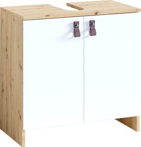 HOMEXPERTS, Homexperts Waschbeckenunterschrank »New Port«, Homexperts Waschbeckenunterschrank »New Port«, Badezimmerschrank in skandinavischem Design mit Kunstledergriffen
