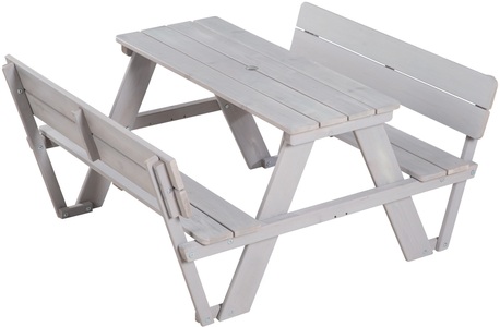 Roba, roba Kindersitzgruppe Picknick for 4 Outdoor Deluxe mit Rückenlehnen - weiß, roba® Kindersitzgruppe »Picknick for 4 Outdoor Deluxe, Grau« mit Lehne