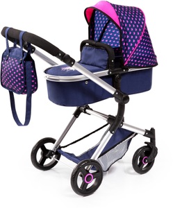 Bayer Design, Kombi-Puppenwagen Vario Einhorn, Bayer Kombi-Puppenwagen »Vario, Blau/Pink«, inkl. Wickeltasche