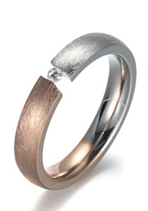FIRETTI, Firetti Fingerring »4,0 mm, Matt-Glanzoptik, bicolor«, Firetti Fingerring »Schmuck Geschenk 4,0 mm, Matt-Glanzoptik, bicolor«, mit Zirkonia (synth.)