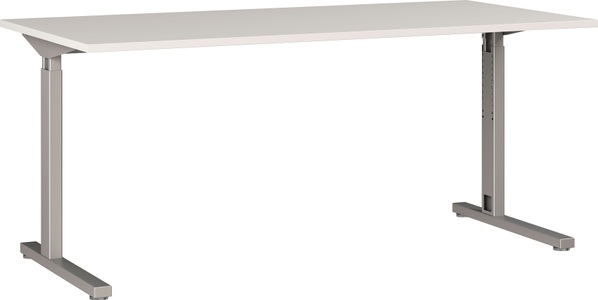 Germania, GERMANIA Schreibtisch »Profi 2.0«, Schreibtisch Profi 2.0, rechteckig, C-Fuß, B 1600 x T 800 x H 700-810 mm, lichtgrau/silber