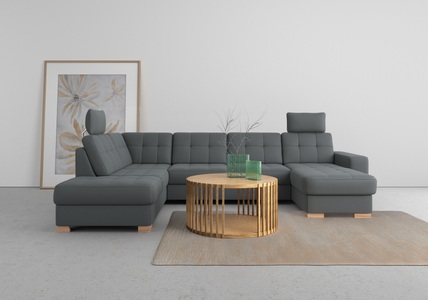 SIT&MORE, sit&more Wohnlandschaft, wahlweise mit Bettfunktion und Bettkasten, sit&more Wohnlandschaft »Quincy U-Form«, wahlweise mit Bettfunktion und Bettkasten