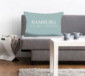 QUEENCE, queence Dekokissen »Hamburg«, (1 St.), mit Schriftzug, queence Dekokissen »Hamburg«, mit Schriftzug, Kissenhülle ohne Füllung, 1 Stück