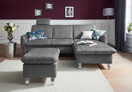 SIT&MORE, sit&more Ecksofa, sit&more Ecksofa »Daytona L-Form« mit Federkern, einer Kopfstütze und wahlweise mit Bettfunktion