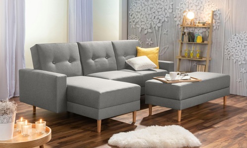 MAX WINZER, Max Winzer® Schlafsofa mit Recamiere »Just Chill« mit Rückenverstellung, inklusive Stauraumhocker, Max Winzer® Ecksofa »Just Chill«, Schlafsofa mit Recamiere, Rückenverstellung, inklusive Stauraumhocker