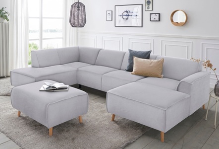 ANDAS, andas Wohnlandschaft »Janek«, mit Federkern und Keder in scandinavischem Design, Home affaire Wohnlandschaft »Janek Scandic Design, elegant und zeitlos U-Form« mit Federkern und Keder in scandinavischem Design