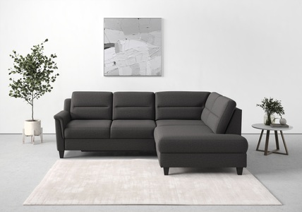 sit&more Ecksofa »Farö«, inklusive Federkern, mit wengefarbenen Füssen, wahlweise mit Bettfunktion und Bettkasten