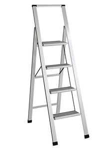 heine home, Trittleiter, WENKO Trittleiter, Alu-Design, XXL-Stufen, flach klapp- und verstaubar