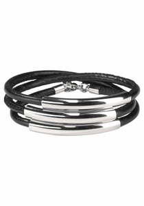 J.Jayz Wickelarmband »schwarzes Armband zum Wickeln mit Naht und 3 Metallelementen«
