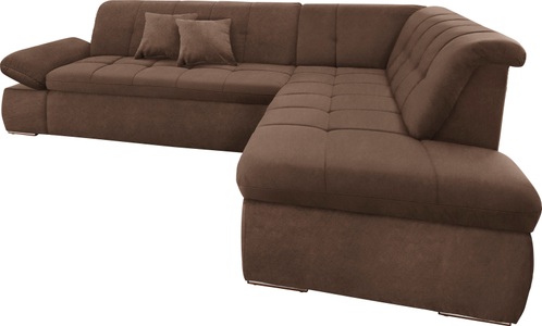 DOMO collection, DOMO collection Ecksofa, DOMO collection Ecksofa »NMoric incl. Zierkissen B/T/H: 273/216/80 cm L-Form«, Ottomanen-Abschluss, wahlweise mit Bettfunktion und Armlehnverstellung