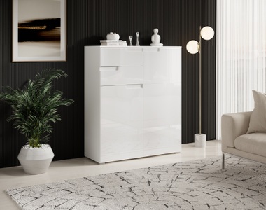 Fredriks, home24 Kommode Larado VII, Carryhome Kommode 100/119/40 cm , Spice 7 , weiss , Holzwerkstoff , 3 Fächer , 2 Schubladen , 100x119x40 cm , Hochglanz, Dekorfolie,Nachbildung , Typenauswahl , 000887034603