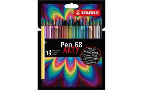Stabilo, STABILO® Filzstift STABILO® Pen 68 ARTY 18er im Kartonetui, Filzstift STABILO® Pen 68 ARTY 18er-Pack