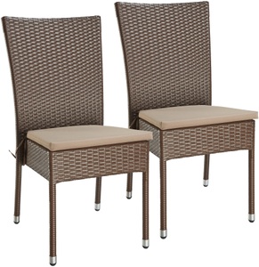 undefined, Gartensessel »Caletta«, (2er Set), Polyrattan, stapelbar, inkl. Auflagen, MERXX Gartensessel »Caletta«, (Set, 2 St.), 2er Set, Polyrattan, stapelbar, braun, inkl. Auflage