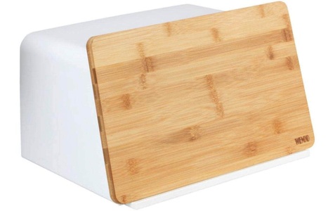 undefined, Brotkasten in weiß-natur von heine home, WENKO Brotkasten »Modell Kubo«, (1 tlg.), moderne Brotbox mit integriertem Schneidebrett als Deckel