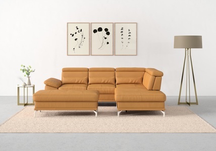 SIT&MORE, sit&more Ecksofa »Cabrio«, mit Sitztiefenverstellung und Federkern, 3 Nierenkissen, sit&more Ecksofa »Cabrio L-Form, B: 274 cm, mit Sitztiefen-, Arm- & Kopfteilverstellung« 3 Nierenkissen, Federkern, optional Bettfunktion und Stauraum