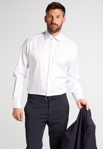 Eterna, ETERNA LANGARM HEMD MODERN FIT COVER SHIRT TWILL WEISS UNIFARBEN, MODERN FIT Cover Shirt in weiß unifarben