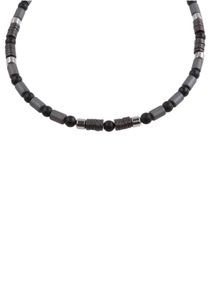 FIRETTI, Firetti Collier »Mix aus Formen, glänzend und matt«, Firetti Collier »Schmuck Geschenk Halsschmuck Halskette Steinkette Edelstein Hämatit«, Made in Germany - mit Onyx, Hämatit