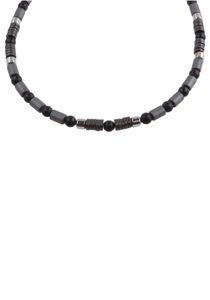 FIRETTI, Firetti Collier »Mix aus Formen, glänzend und matt«, Firetti Collier »Schmuck Geschenk Halsschmuck Halskette Steinkette Edelstein Hämatit«, Made in Germany - mit Onyx, Hämatit