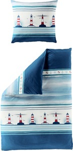 undefined, Bierbaum Seersucker Bettwäsche, BIERBAUM Bettwäsche »Leuchtturm«, Seersucker, 100 % Baumwolle, mit maritimen Muster, pflegeleicht
