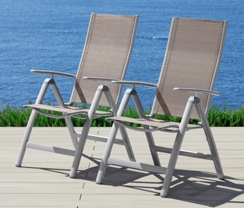Merxx, MERXX Gartenstuhl »Amalfi«, (2er Set), Alu/Textil, verstellbar, 