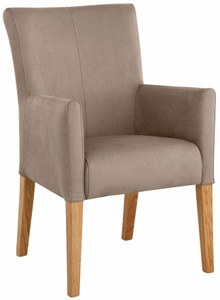 HOME AFFAIRE, Home affaire Armlehnstuhl »King«, Luxus-Microfaser, Beine aus massiver Eiche, geölt, Home affaire Armlehnstuhl »King BESTSELLER!«, Luxus-Microfaser, Esszimmerstuhl mit bequemer Polsterung, Esszimmersessel mit Armlehnen